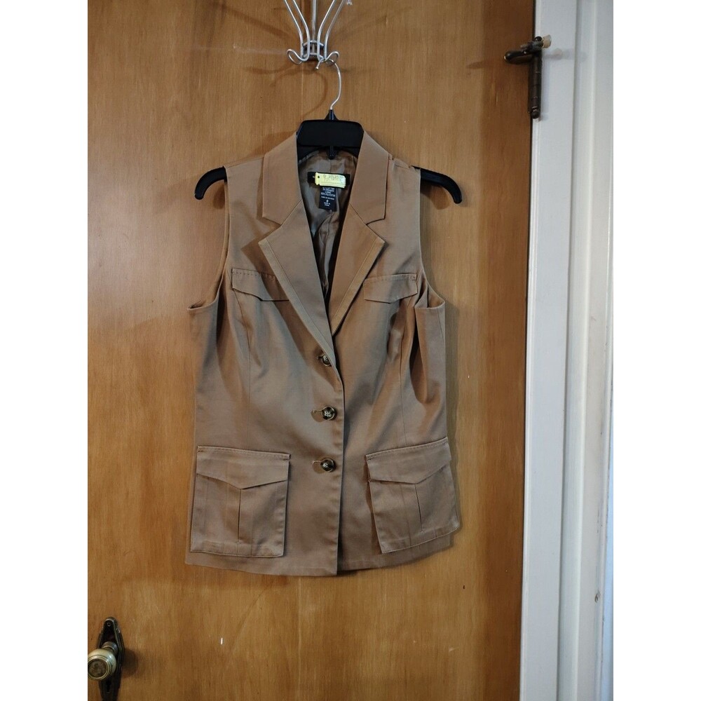 New York & Co. Vest Stretch 8 US8 Pretty Brown Tortoise Buttons